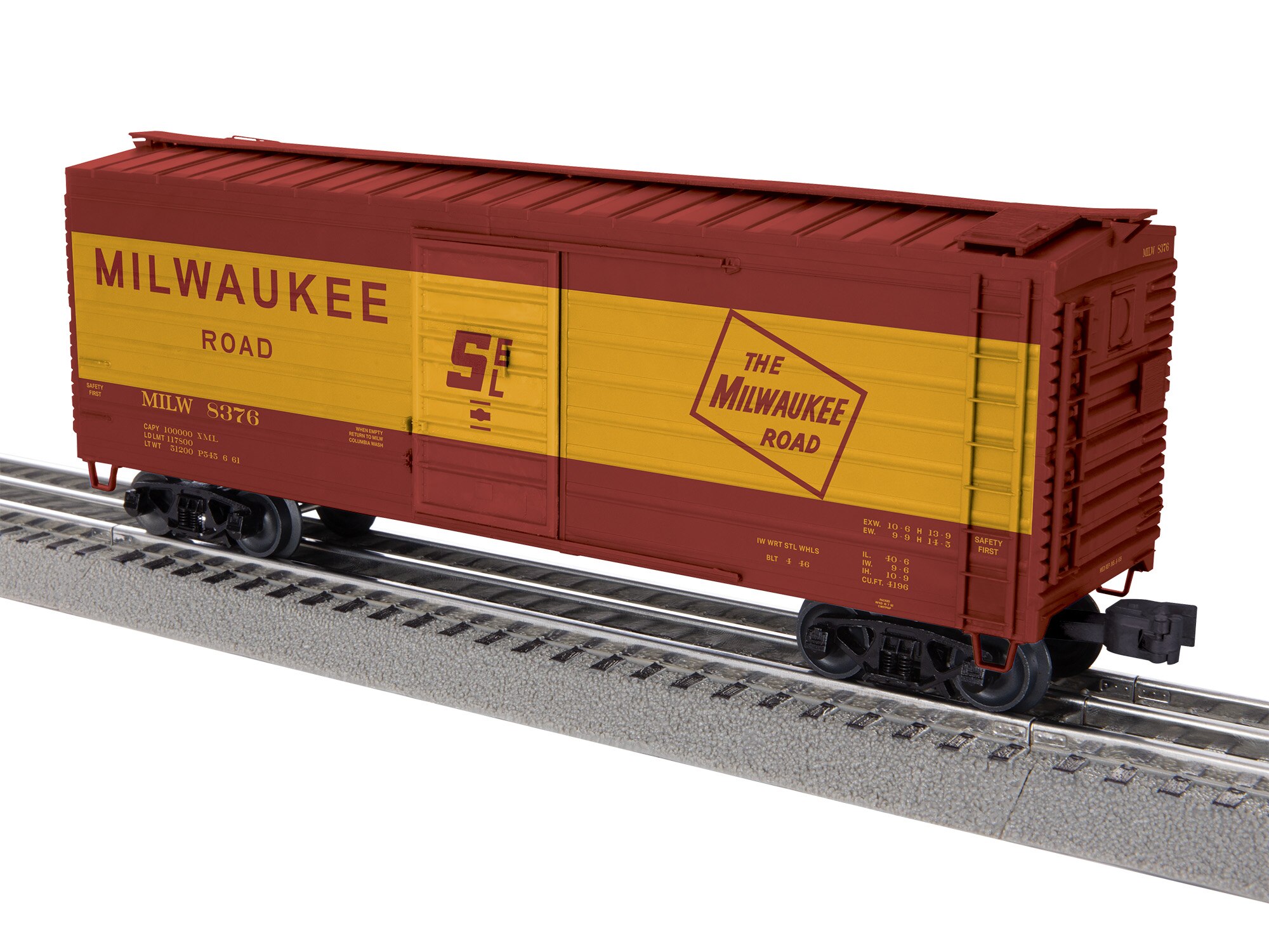Milwaukee Road Rib-side Boxcar (yellow band) #8376